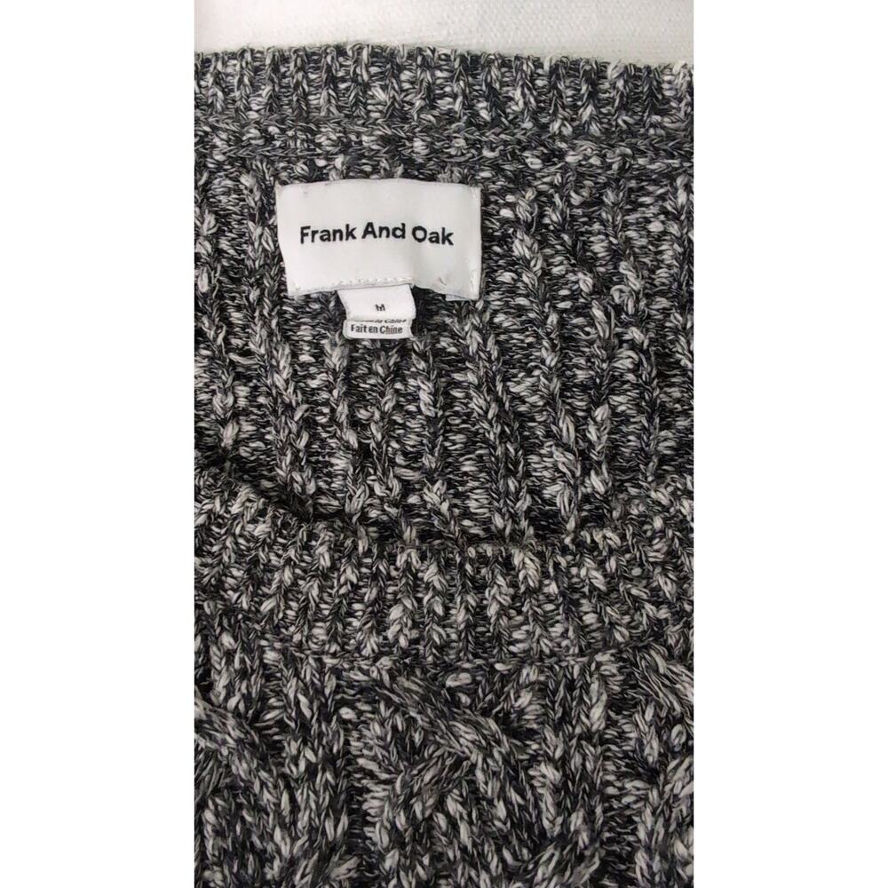 Frank And Oak Marled Knit Sweater Medium Black White Minimalist - Picture 6 of 7